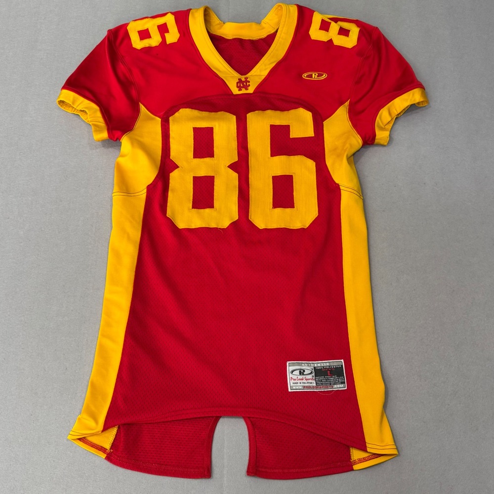 Pro Look Sports Football Jersey Mens L Red Yellow Embroidered Mesh Number 86